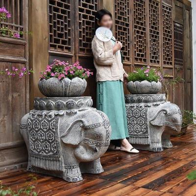 彷石雕大象门墩抱鼓石庭院别墅门口家用彷古做旧镇宅门当户对摆件