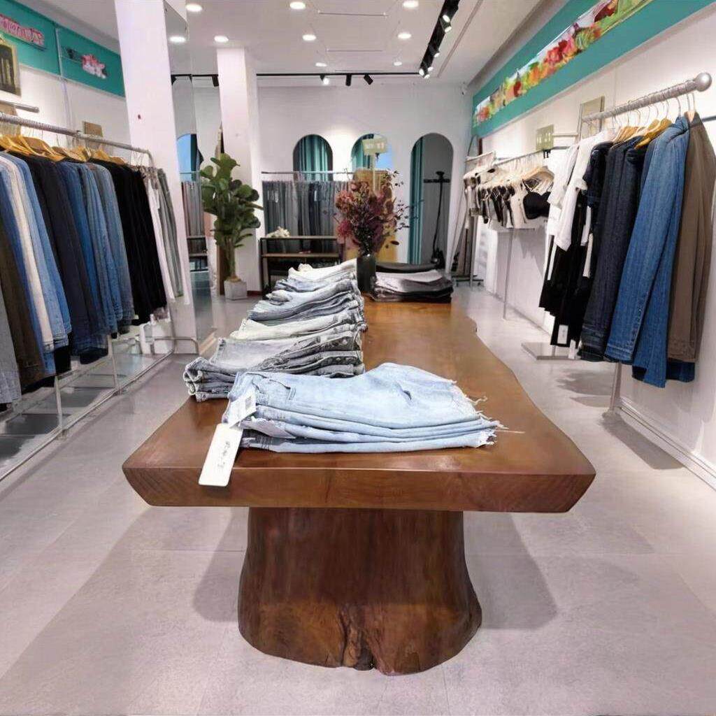 实木大板泡茶桌服装店花店鞋包摆放桌中岛流水台原木桌子展示长桌