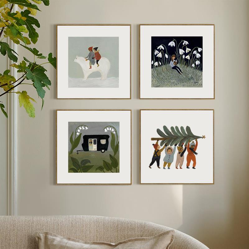 Gemma Koomen 北欧ins儿童房治愈系挂画艺术小清新卡通人物装饰画