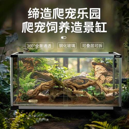 玻璃爬宠缸守宫蜥蜴睫角蛙寄居蟹蛇乌陆龟爬虫饲养箱盒林缸生态缸