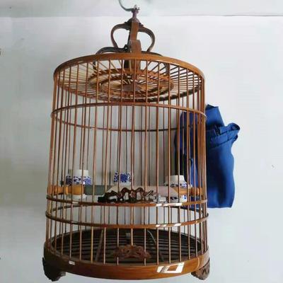 鸟笼子竹制鸟笼画眉笼小鼓底老竹皮料紫竹鼓底精品平顶画眉鸟笼子