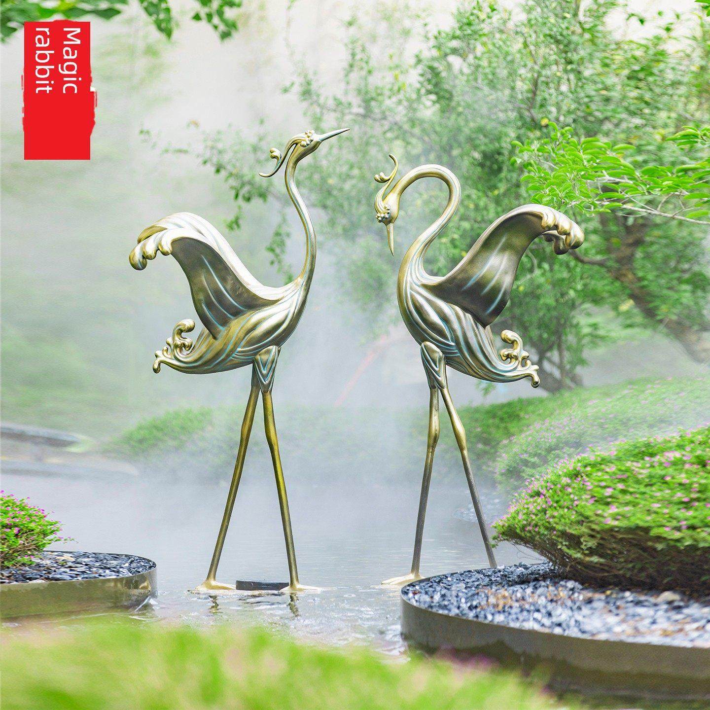 室外模拟吊车落地雕塑饰品彷铜丹顶鹤水池庭院景观玻璃钢园林景观,家居饰品,户外/庭院摆件,淘宝优惠券,粉丝福利购,淘宝优惠卷