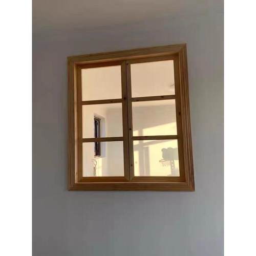 原木窗户实木窗对开定制中式复古平开门窗花格窗上翻折叠推拉纱窗