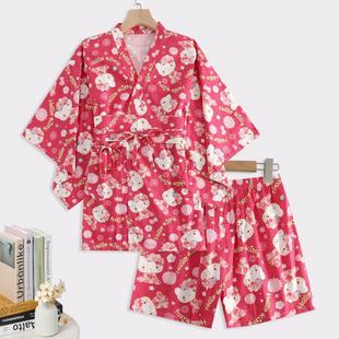 洗浴浴服SPA按摩桑拿服男 开衫 25纯棉汗蒸服女款 可爱和服睡衣日式