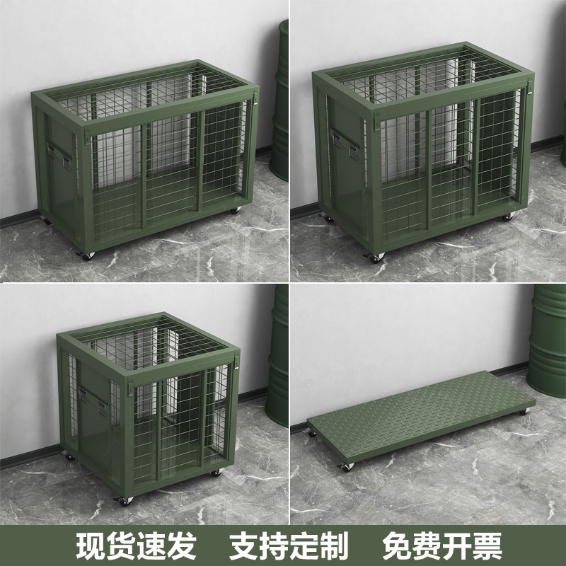 军绿色移动网箱仓储笼可移动转运战备物资周转铁箱带轮小推车托盘