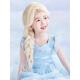 儿童艾尔莎公主假发女孩八字刘海模型风格 白色金色长卷发可以绑在