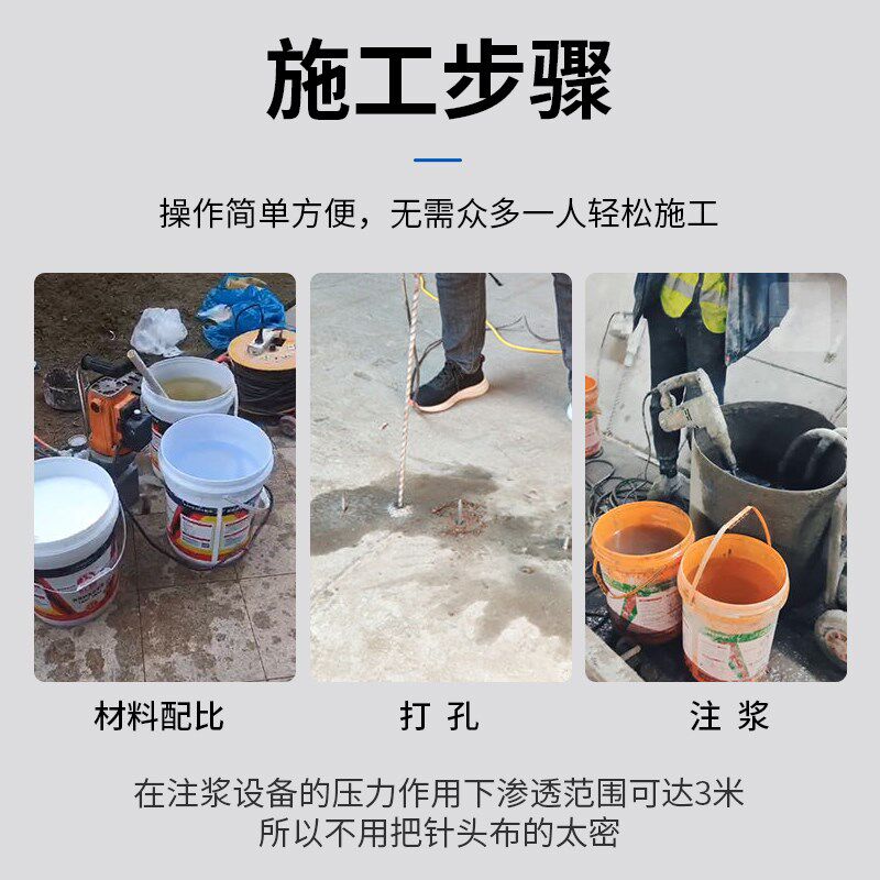 丙烯酸盐注浆机料高压水固化防水AB灌浆料双液双组份补漏配件材料图片