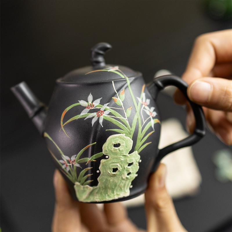宜兴紫砂壶兰花纯手工原矿云雾天青竹节壶高端泡茶壶功夫茶具礼品