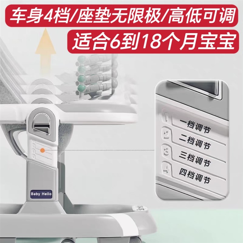 婴儿学步车防侧翻防O型腿多功能6-18月宝宝助步车儿童推车三合一