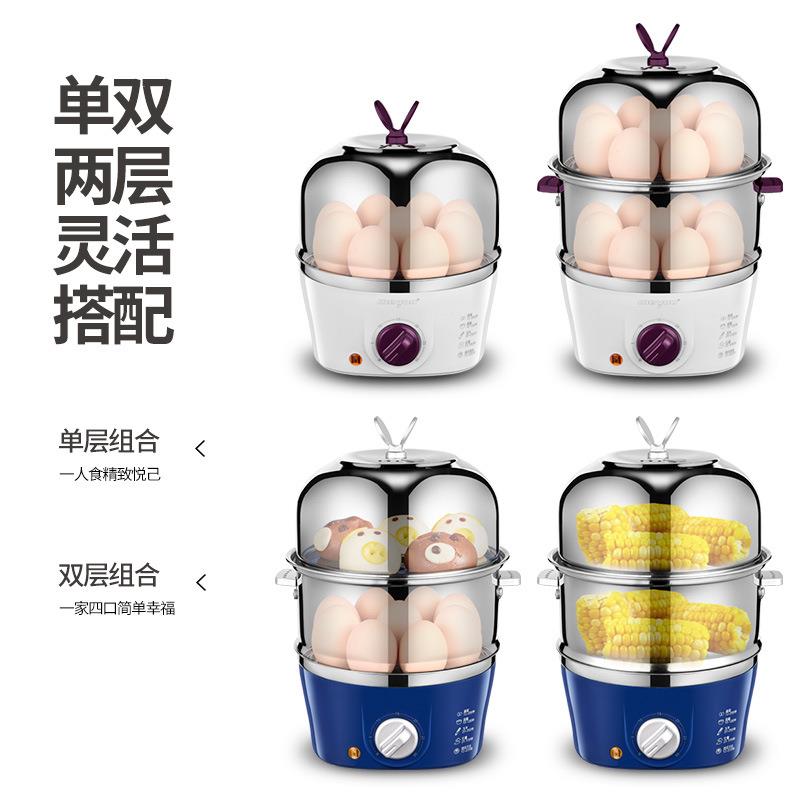 110V台湾煮蛋器不锈钢小型自动断电多功能宿舍早餐机蒸蛋器鸡蛋羹