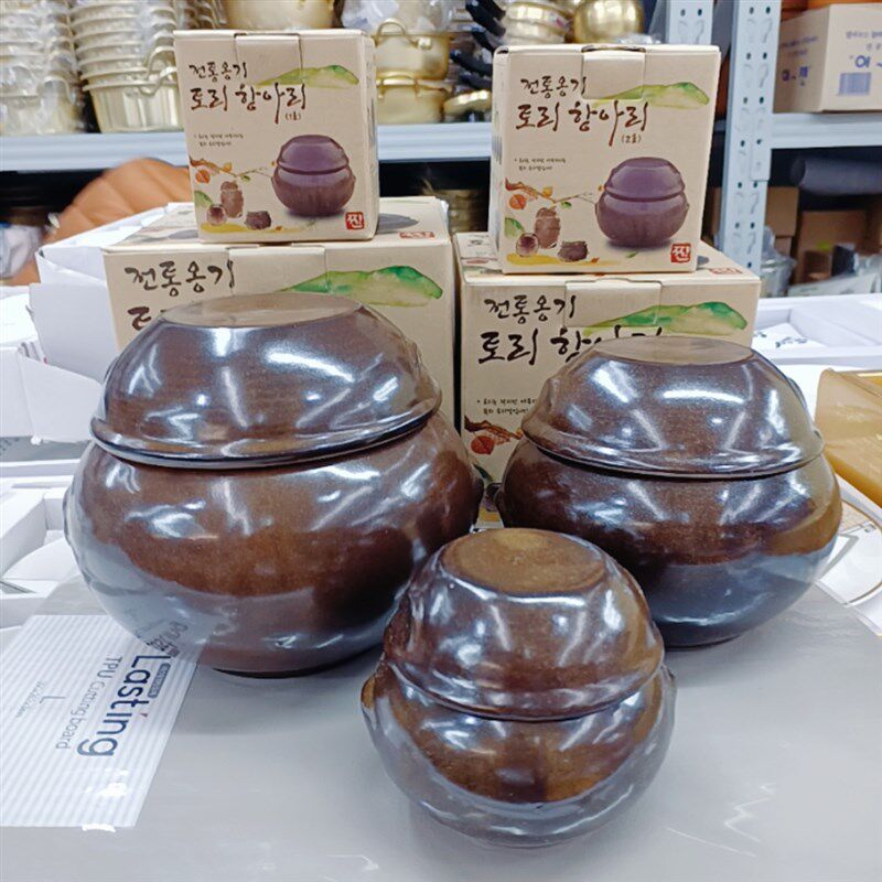 韩国进口陶瓷罐土陶器坛子迷你储物腌菜腌蒜装酱带盖韩式调味盒桶