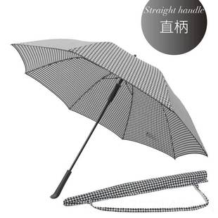 高档经晴典黑白千鸟防晒遮紫外格线雨长柄伞五折黑胶太阳阳伞防风