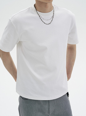 LIGRYD 25SS基础圆领宽松水柔棉短袖口粮纯色短袖T恤男【体验款】