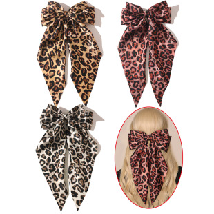 发夹马尾发饰 大号时尚 豹纹飘带超大蝴蝶结弹簧夹欧美热卖 款