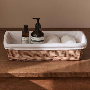 柳编收纳筐桌面储物篮编织藤编竹编筐收纳盒布艺杂物收纳篮小筐子