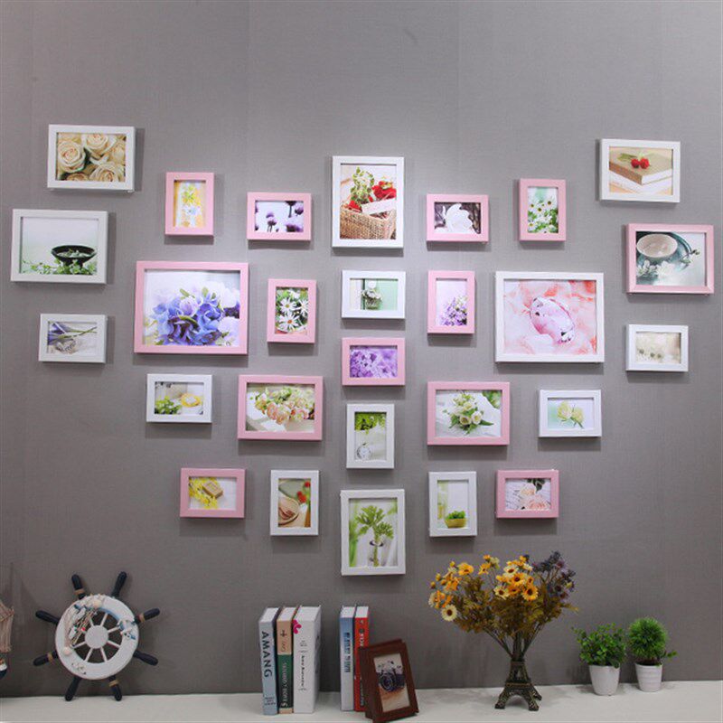 家装简约装饰客厅照片墙 创意相框墙 欧式相框挂墙组合相片墙27框
