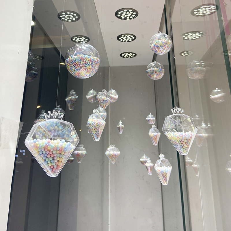 橱窗装饰吊饰挂件透明空中挂饰美容美甲珠宝服装店铺创意氛围布置