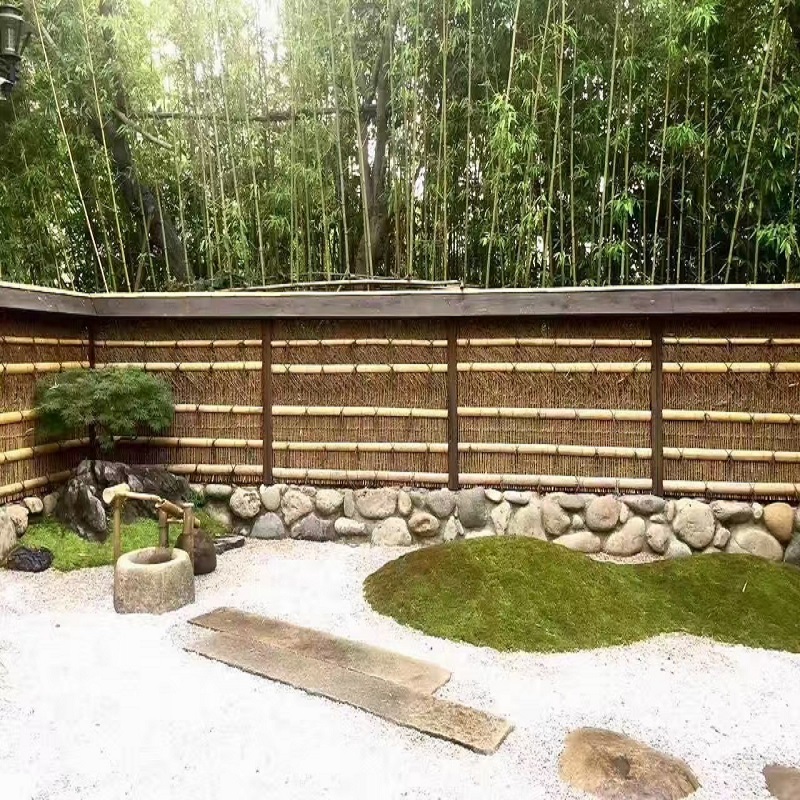 日式花园竹枝围栏田园栅栏庭院屋顶装饰毛竹丫枝隔断竹围墙竹屏风
