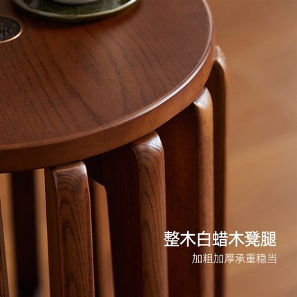 那澜多好2024新款新中式轻奢高级现代风纯实木餐桌椅子可叠放家用