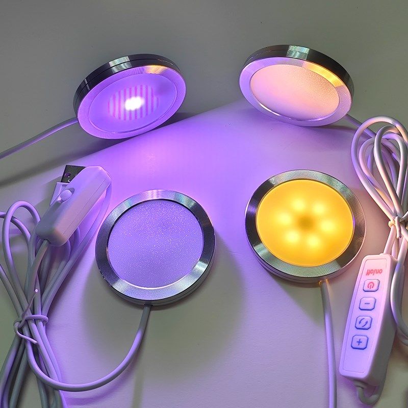 USB圆形超薄铝合金灯 超亮5VLED低压铝材3D打印模型摆件 橱酒衣柜