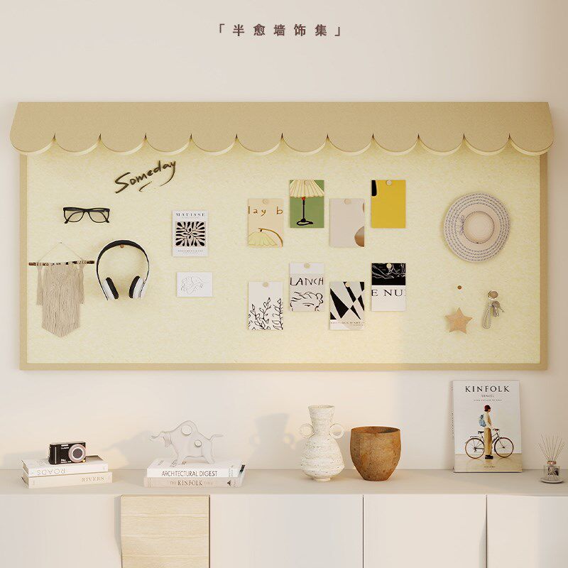 立体屋檐毛毡板照片墙复古高级感定制墙贴软木板留言板相片展示板