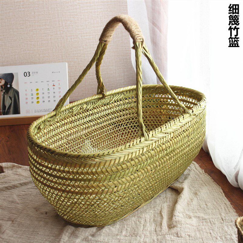 手工竹篮子手提菜篮竹篮子鸡蛋篮水果收纳竹筐竹编竹器细篾竹篮,收纳整理,购物篮,淘宝优惠券,粉丝福利购,淘宝优惠卷