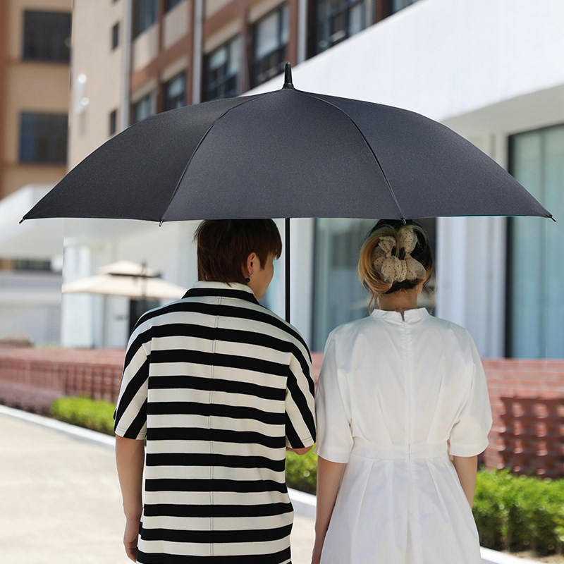 黑胶双层雨伞长柄防晒防紫外线遮阳伞男士夏天晴雨两用大号太阳伞