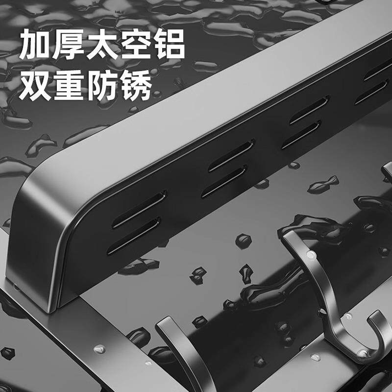 太空铝金属挂钩免打孔门后双层挂衣架卧室门后上衣帽架门后收纳架