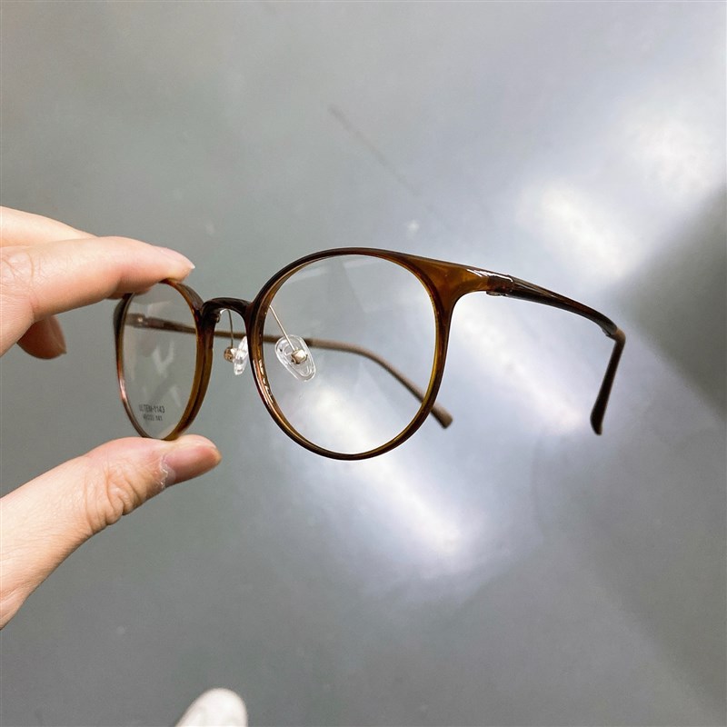 超轻塑钢茶色眼镜框 复古圆框眼镜框 小脸防过敏防滑眼睛框男女款