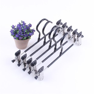 成人儿童不锈钢优质浸塑防滑裤架衣架黑色白色金属家用裤夹子防印