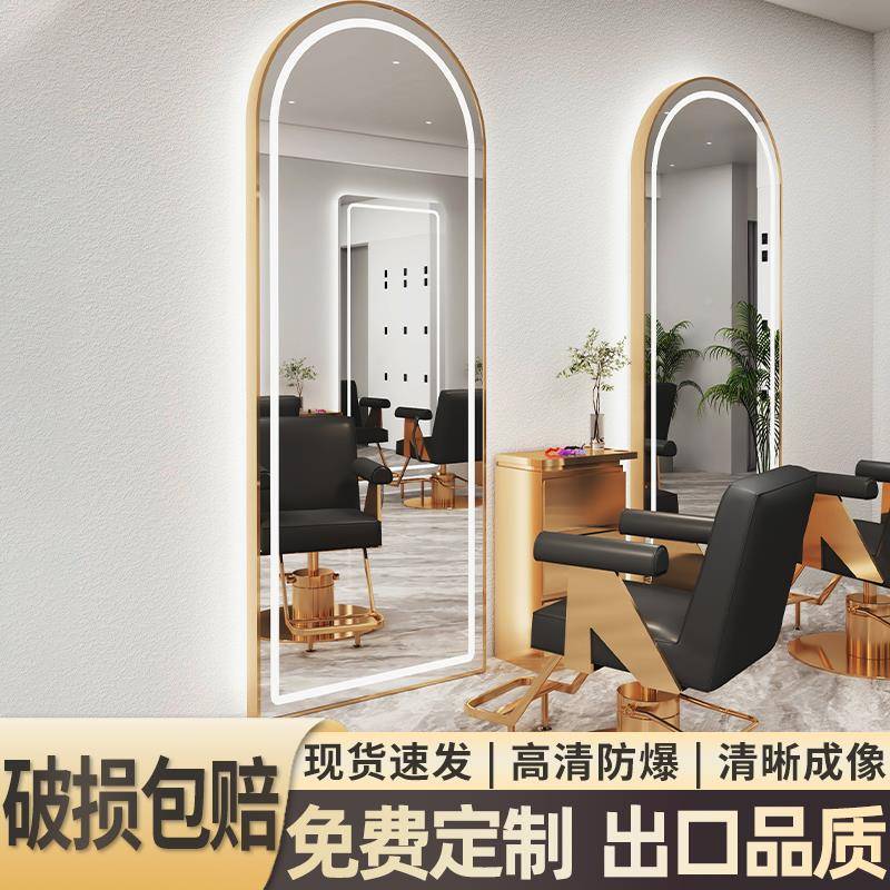 网红理发店镜发壁挂睿轩品质式简烫约美发店落地镜台LED染镜台廊