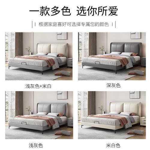 科意技布床现简约双人床高箱1.8米主卧1奢.5m式轻齐边布SEA艺婚代