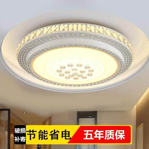 水晶爆吸厅顶灯圆形2客025新款104LED大灯大尺寸餐厅主灯现代简约