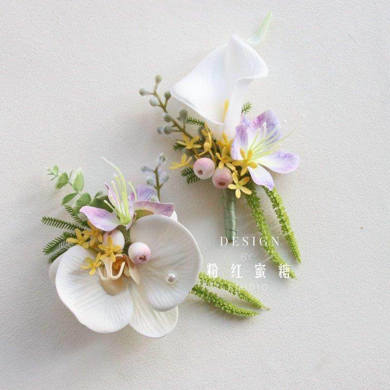 原创唯美森系粉白色马蹄莲花新郎娘伴娘姐妹团婚礼胸花活动手腕花,节庆用品/礼品,手腕花,淘宝优惠券,粉丝福利购,淘宝优惠卷