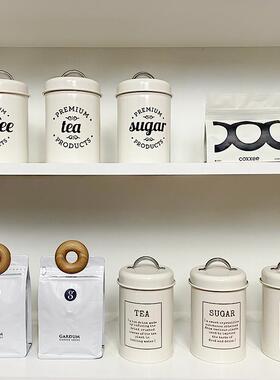 样板房厨房咖啡主题摆件橱柜铁艺收纳罐售楼处茶叶密封盒岛台装饰