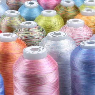 Simthread涤纶冰丝电脑绣花线多色渐变色段染五彩线4000-5000米每