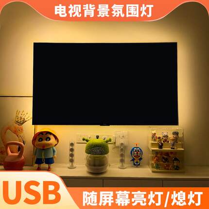 usb电视机背景墙室内装饰灯带5v低压自粘电池led灯带条纸雕氛围灯