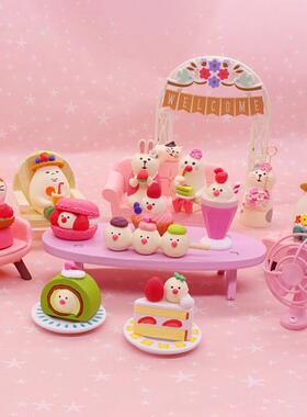 zakka文鸟草莓甜品烘焙蛋糕INS娃娃屋微缩食玩 日式猫摆件