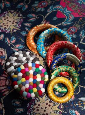 颂钵钵垫垫圈羊毛毡垫羊毛垫吸钵器防滑垫吸盘尼泊尔纯手工满月钵