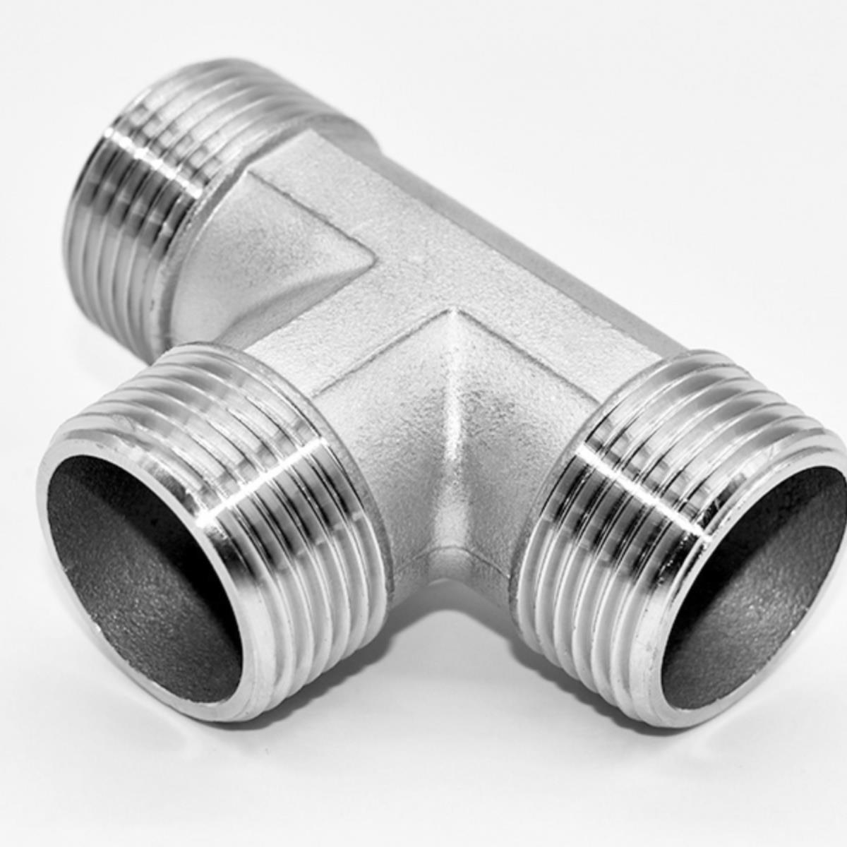 304不锈钢外丝3通T型外牙螺纹三通变径异径接头4 6 分1寸转接丝口