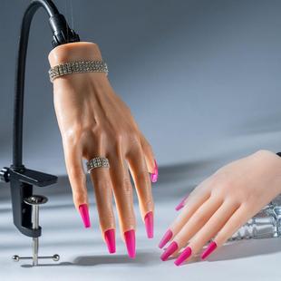 美甲练习假手模型道具珠宝拍照直播带骨骼可动仿真硅胶手模特足模
