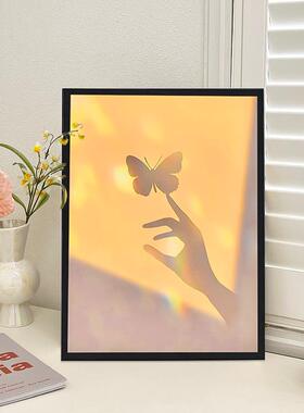 ins风文艺光影玄关装饰画摆件客厅卧室梳妆台高级感小众植物挂画