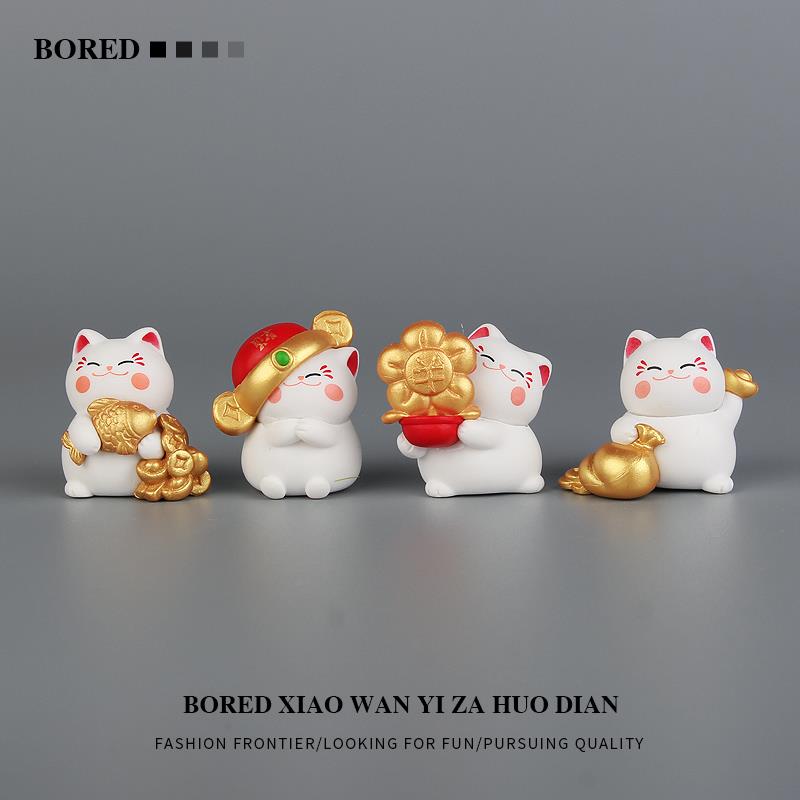 无聊了！摆几只可爱招财猫情绪治愈系办公室工位桌面解压小摆件