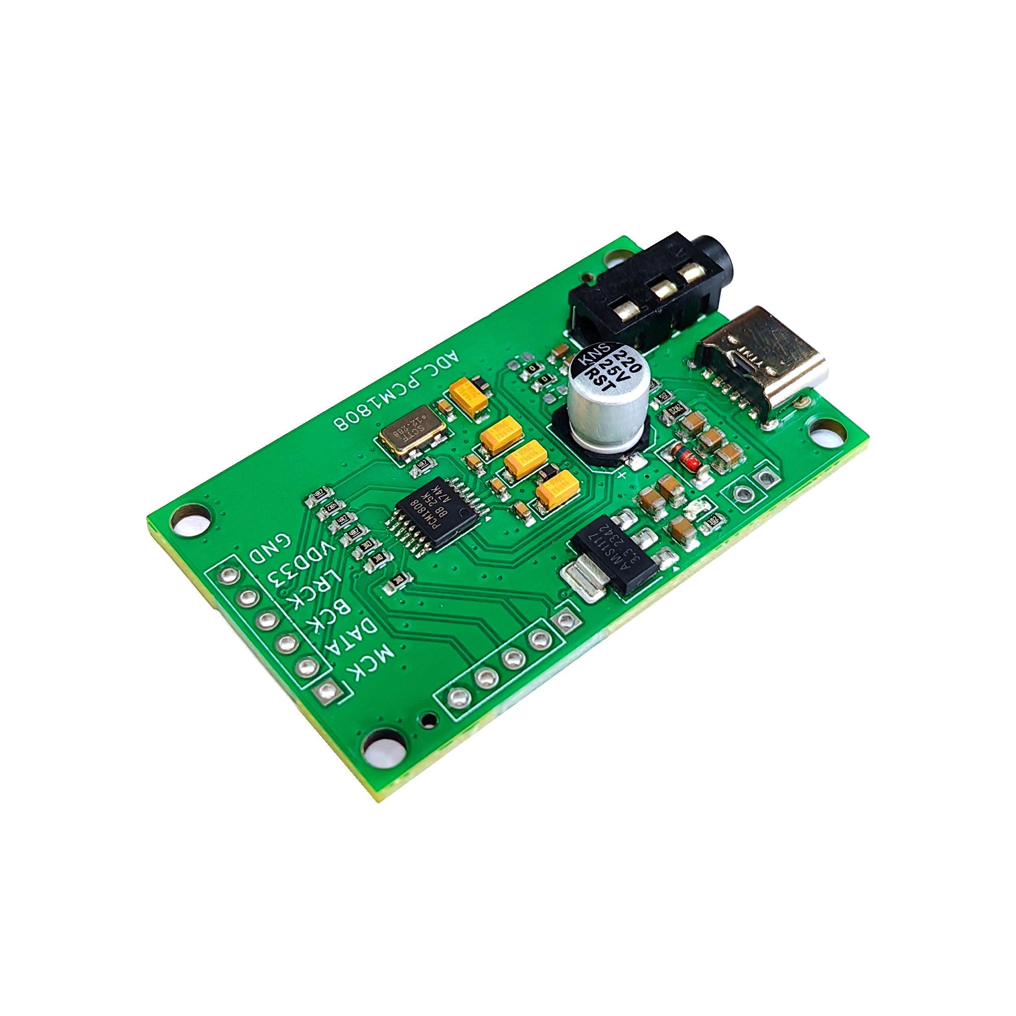 PCM1808 ADC 3.5立体声单端模拟音频转I2S数字输出板编码模块