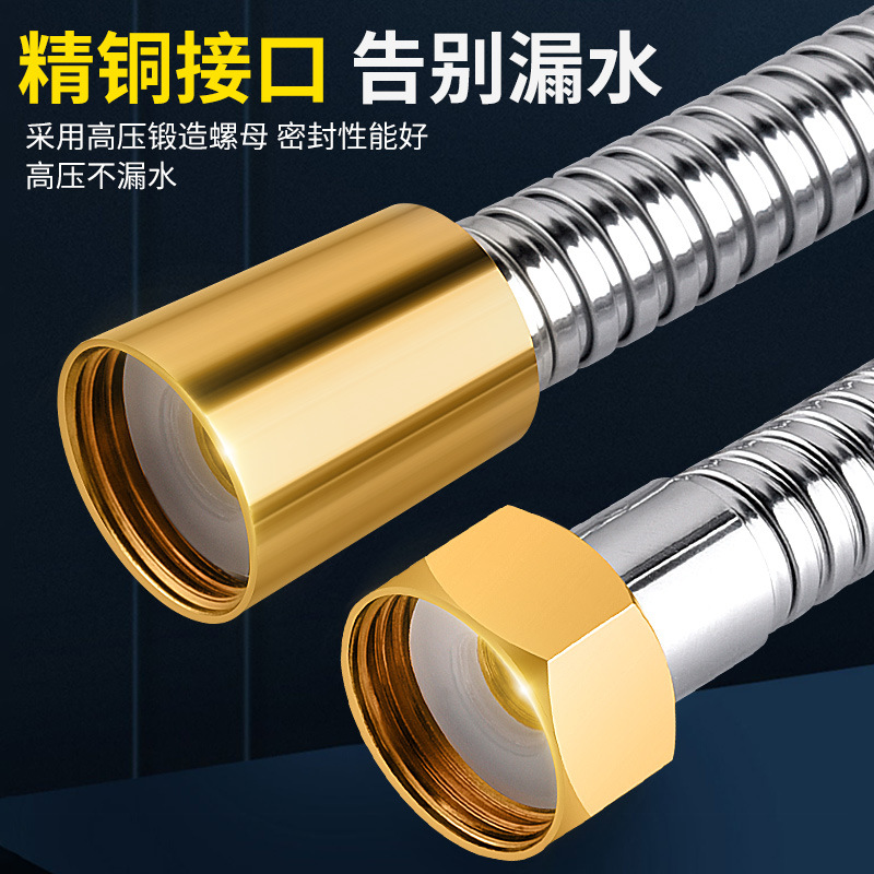 【品牌正品】精铜接头花洒软管浴室热水器沐浴水管不锈钢防爆金属