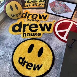 圆形装 加厚现货DrewHouspe贾斯丁比伯家用网红笑脸地毯 饰卧室客