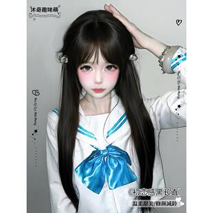 洛丽塔长发漫画与刘海黑色Jk假发全头饰
