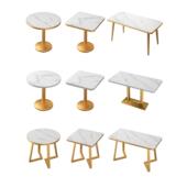 奶茶店桌椅咖啡厅洽谈彷大理石圆方桌子甜品店小吃快餐店餐桌组合