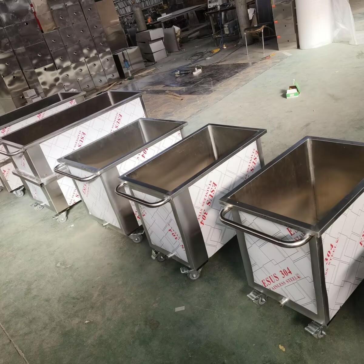 不锈钢方形储水桶带轮手推落地式长方形定制商用清洗池水车移动式