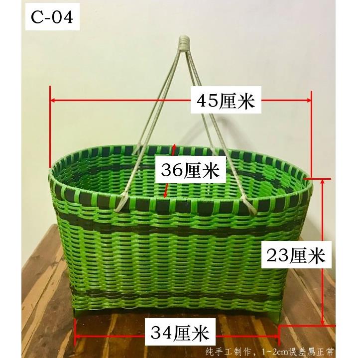 纯手工塑钢带制作手提采摘篮、拜神篮、